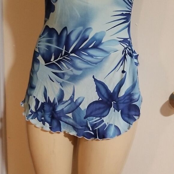 Vintage Jantzen Tropical Blue Retro Mod One-Piece Swim Bathing Suit - Picture 3 of 15